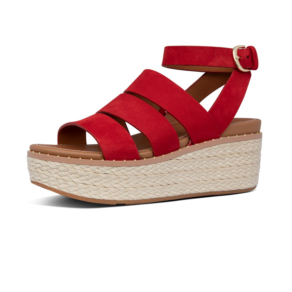 Fitflop Womens Wedge Red - Eloise Espadrille Sandals - XA0796583